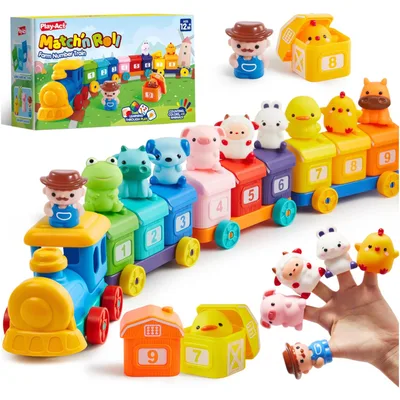 Animal matching train with finger puppets