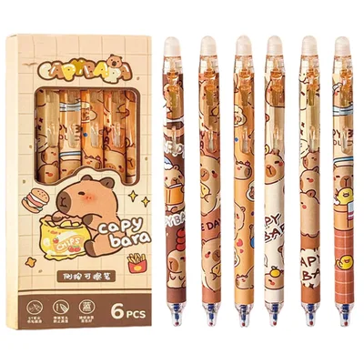 Capybara erasable gel pens, 6 pack