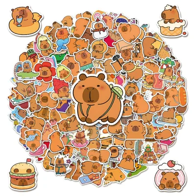 Capybara stickers, 200 pieces