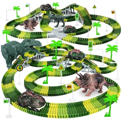 Create a dinosaur world road race track