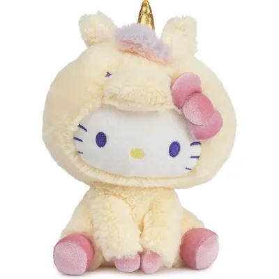 GUND Hello Kitty plush in a unicorn outfit, 6 inch