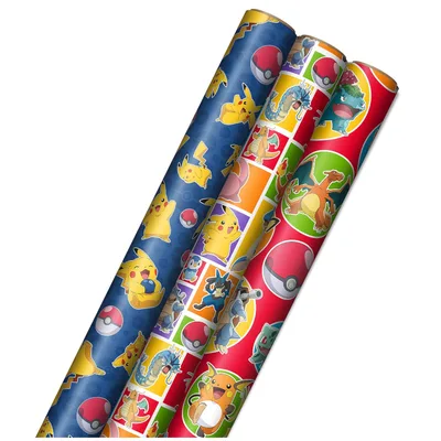 Hallmark Pokémon wrapping paper, 3 rolls